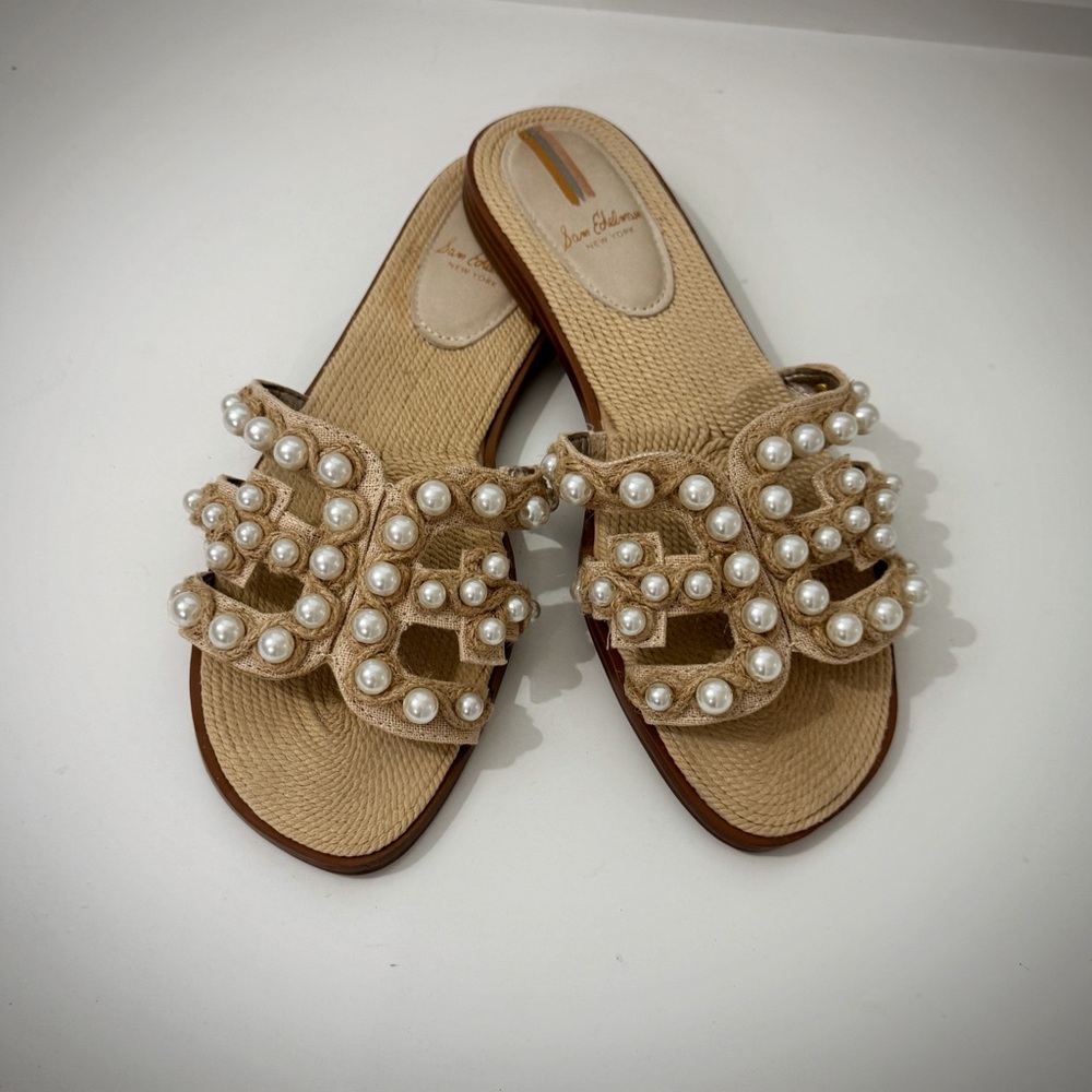 Sam Edelman Bay Imitation Pearl Cutout Slide, size 8